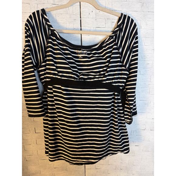 Soft Surroundings womens long sleeve Tshirt striped built-in bra 42DD whimsigoth - Picture 4 of 11